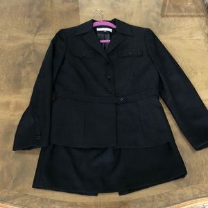 Size 8 Tahari Black Military Style Skirt Suit